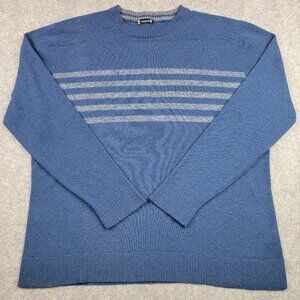 Smartwool Striped Crewneck Sweater Mens Large Blue Nylon Merino Wool